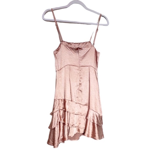 Lulus Dreams Come True Satin Ruffled Mini Dress True Barbiecore Rose Pink Sz XS - Picture 8 of 11